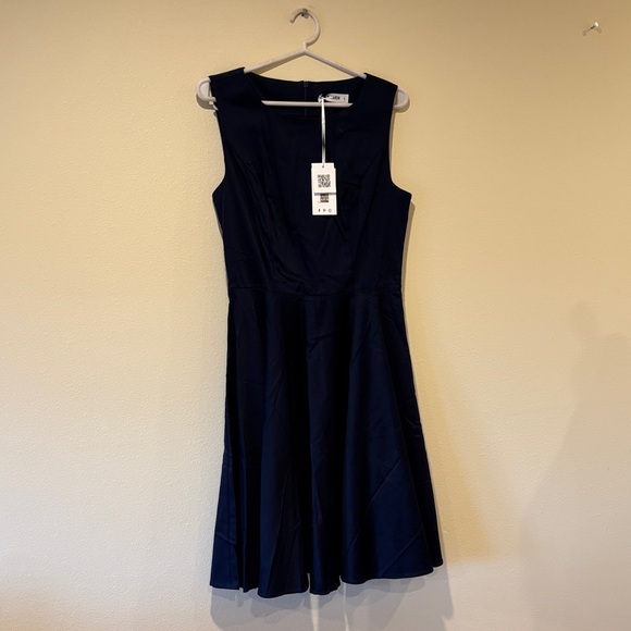 A-Line Retro Dark Blue Sleeveless Dress - Picture 4 of 7
